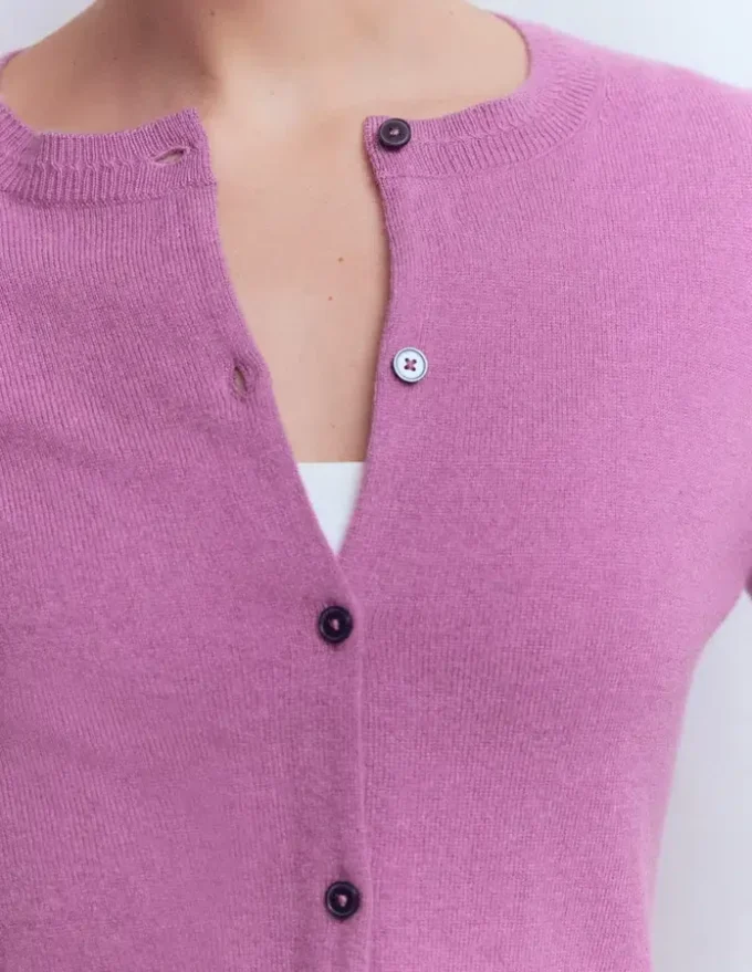 Eva Cashmere Crew Cardigan Clover Purple Eva Cashmere Crew Cardigan Clover Purple
