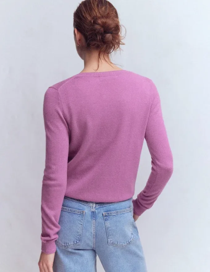 Eva Cashmere Crew Cardigan Clover Purple Eva Cashmere Crew Cardigan Clover Purple