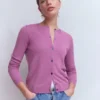 Eva Cashmere Crew Cardigan Clover Purple Eva Cashmere Crew Cardigan Clover Purple