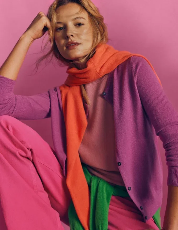 Eva Cashmere Crew Cardigan Clover Purple Eva Cashmere Crew Cardigan Clover Purple
