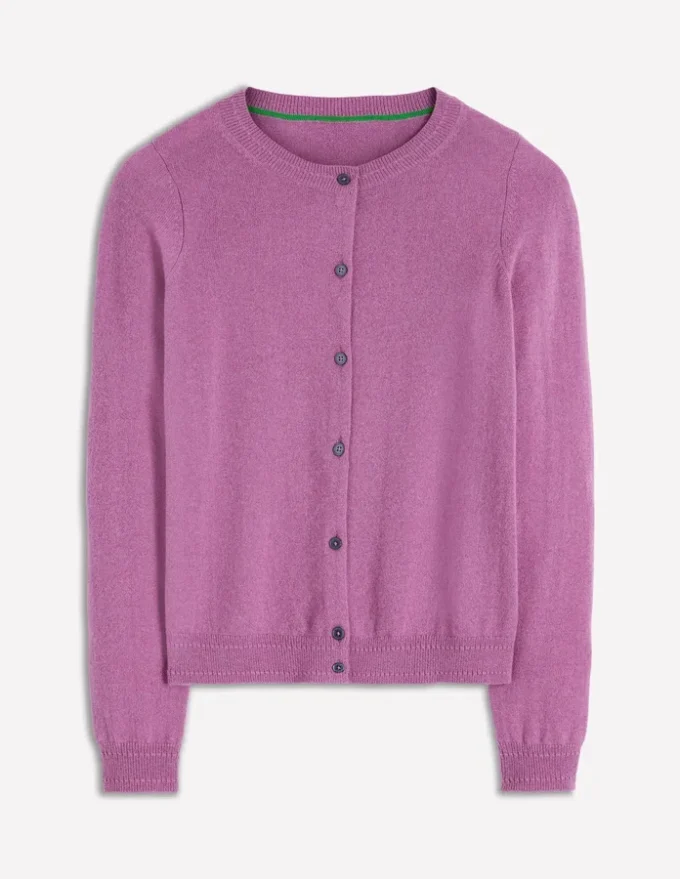 Eva Cashmere Crew Cardigan Clover Purple Eva Cashmere Crew Cardigan Clover Purple