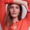 Eva Cashmere Crew Cardigan Fiery Orange Melange Eva Cashmere Crew Cardigan Fiery Orange Melange