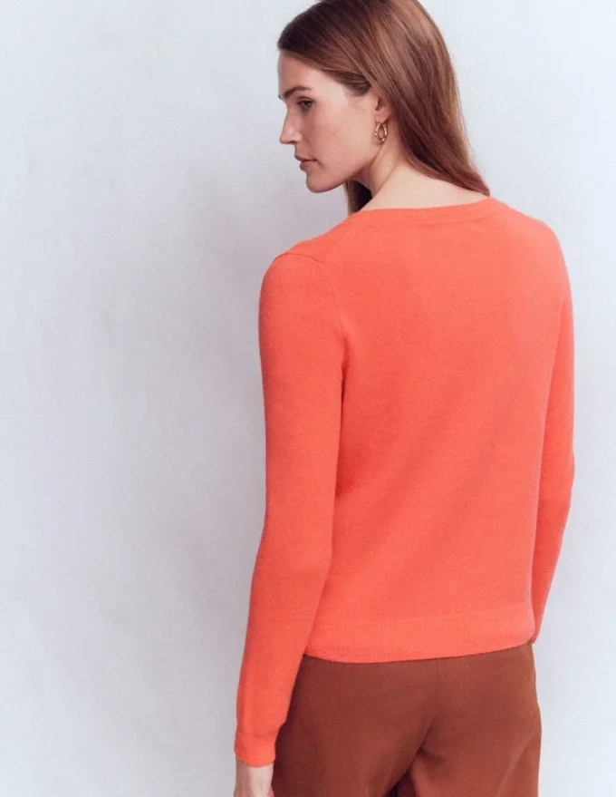 Eva Cashmere Crew Cardigan Fiery Orange Melange Eva Cashmere Crew Cardigan Fiery Orange Melange