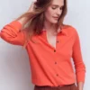 Eva Cashmere Crew Cardigan Fiery Orange Melange Eva Cashmere Crew Cardigan Fiery Orange Melange