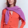 Eva Cashmere Crew Cardigan Fiery Orange Melange Eva Cashmere Crew Cardigan Fiery Orange Melange