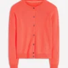 Eva Cashmere Crew Cardigan Fiery Orange Melange Eva Cashmere Crew Cardigan Fiery Orange Melange