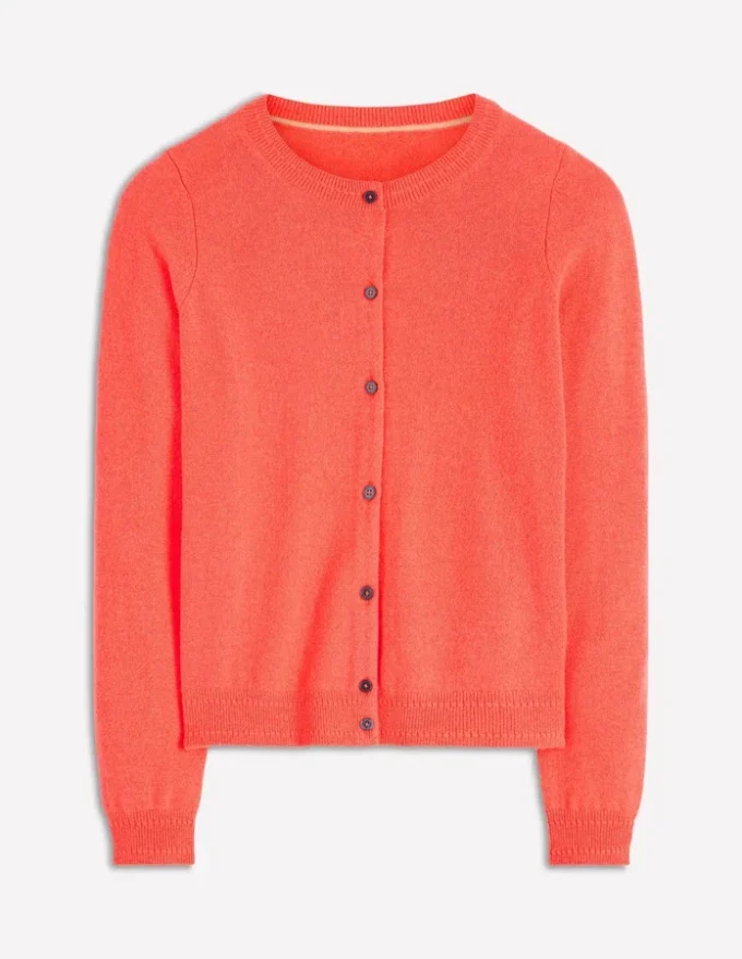 Eva Cashmere Crew Cardigan Fiery Orange Melange Eva Cashmere Crew Cardigan Fiery Orange Melange