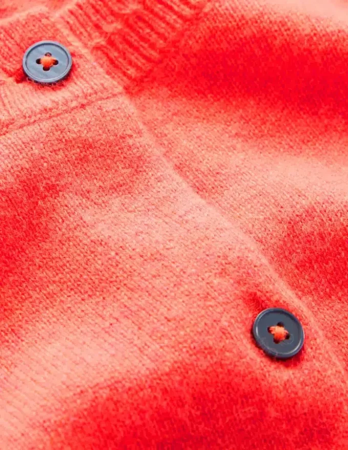 Eva Cashmere Crew Cardigan Fiery Orange Melange Eva Cashmere Crew Cardigan Fiery Orange Melange