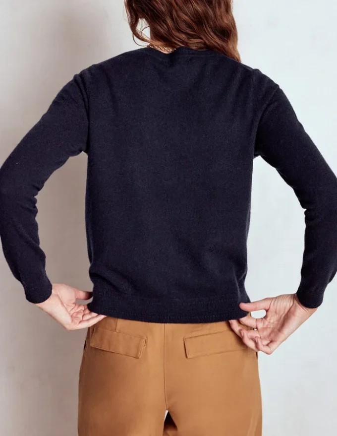 Eva Cashmere Crew Cardigan Navy Eva Cashmere Crew Cardigan Navy