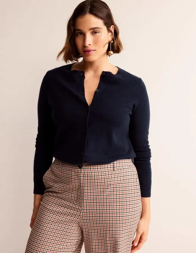 Eva Cashmere Crew Cardigan Navy Eva Cashmere Crew Cardigan Navy