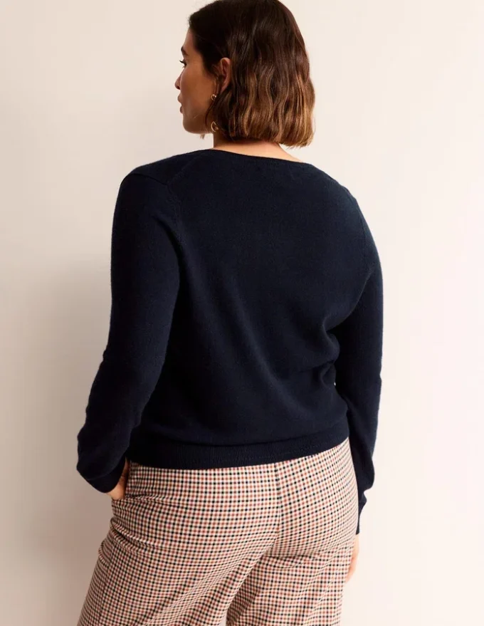 Eva Cashmere Crew Cardigan Navy Eva Cashmere Crew Cardigan Navy