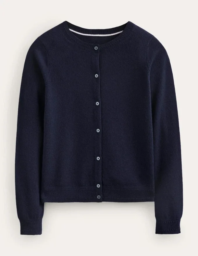 Eva Cashmere Crew Cardigan Navy Eva Cashmere Crew Cardigan Navy