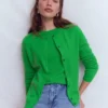 Eva Cashmere Crew Cardigan Sapling Green Eva Cashmere Crew Cardigan Sapling Green