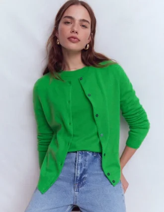 Eva Cashmere Crew Cardigan Sapling Green Eva Cashmere Crew Cardigan Sapling Green