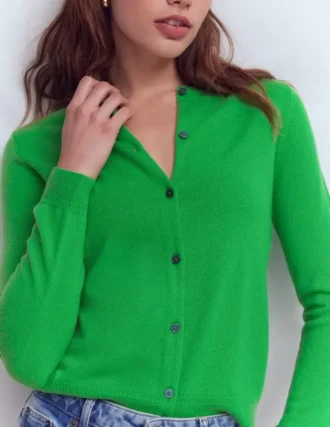 Eva Cashmere Crew Cardigan Sapling Green Eva Cashmere Crew Cardigan Sapling Green
