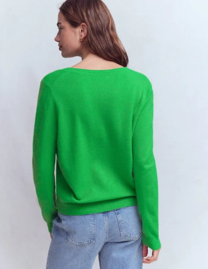 Eva Cashmere Crew Cardigan Sapling Green Eva Cashmere Crew Cardigan Sapling Green