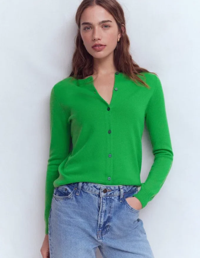 Eva Cashmere Crew Cardigan Sapling Green Eva Cashmere Crew Cardigan Sapling Green