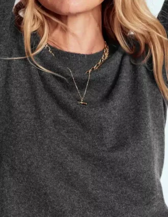 Eva Cashmere Crew Neck Sweater Charcoal Melange Eva Cashmere Crew Neck Sweater Charcoal Melange