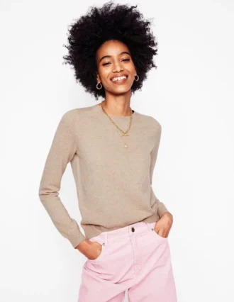 Eva Cashmere Crew Neck Sweater Chinchilla Melange