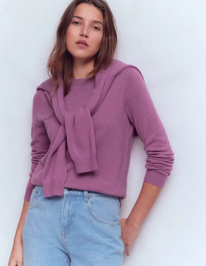 Eva Cashmere Crew Neck Sweater Clover Purple Eva Cashmere Crew Neck Sweater Clover Purple