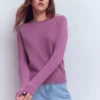 Eva Cashmere Crew Neck Sweater Clover Purple Eva Cashmere Crew Neck Sweater Clover Purple