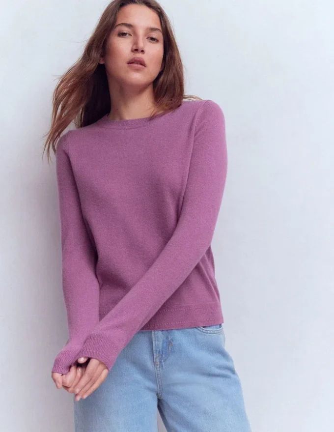 Eva Cashmere Crew Neck Sweater Clover Purple Eva Cashmere Crew Neck Sweater Clover Purple