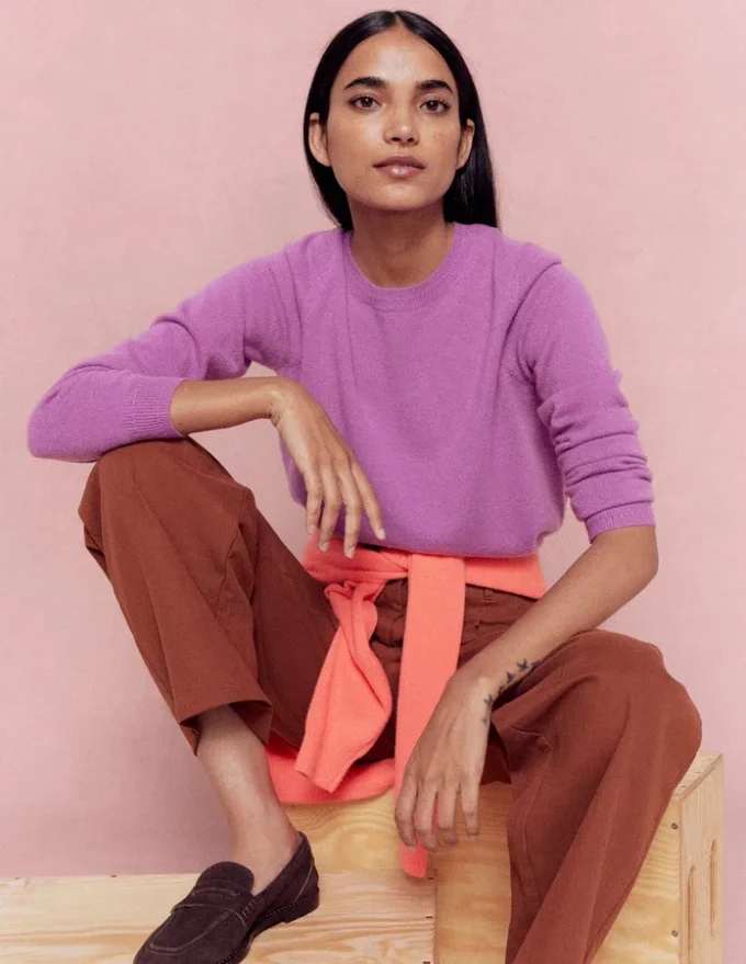 Eva Cashmere Crew Neck Sweater Clover Purple Eva Cashmere Crew Neck Sweater Clover Purple