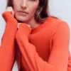 Eva Cashmere Crew Neck Sweater Fiery Orange Melange Eva Cashmere Crew Neck Sweater Fiery Orange Melange