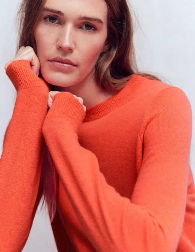 Eva Cashmere Crew Neck Sweater Fiery Orange Melange Eva Cashmere Crew Neck Sweater Fiery Orange Melange