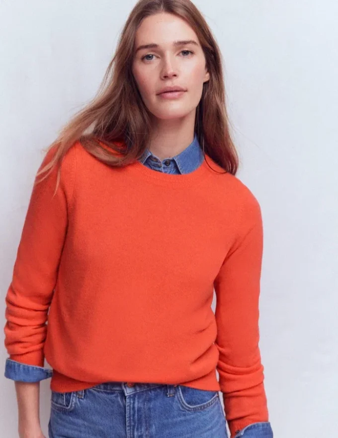 Eva Cashmere Crew Neck Sweater Fiery Orange Melange Eva Cashmere Crew Neck Sweater Fiery Orange Melange