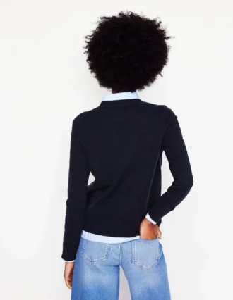 Eva Cashmere Crew Neck Sweater Navy Eva Cashmere Crew Neck Sweater Navy