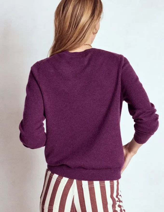 Eva Cashmere Crew Neck Sweater Plum Melange Eva Cashmere Crew Neck Sweater Plum Melange