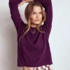 Eva Cashmere Crew Neck Sweater Plum Melange Eva Cashmere Crew Neck Sweater Plum Melange