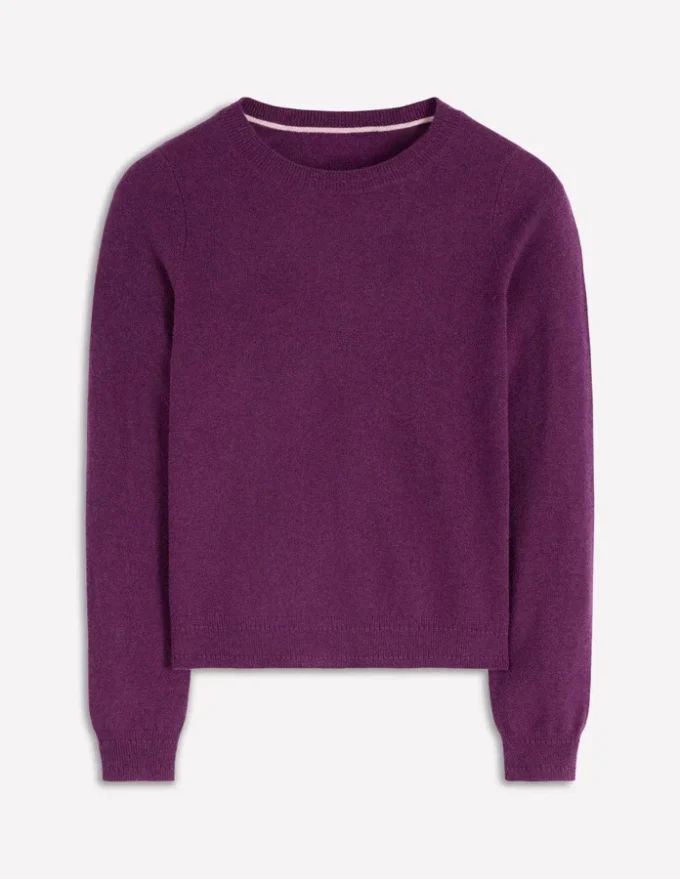 Eva Cashmere Crew Neck Sweater Plum Melange Eva Cashmere Crew Neck Sweater Plum Melange