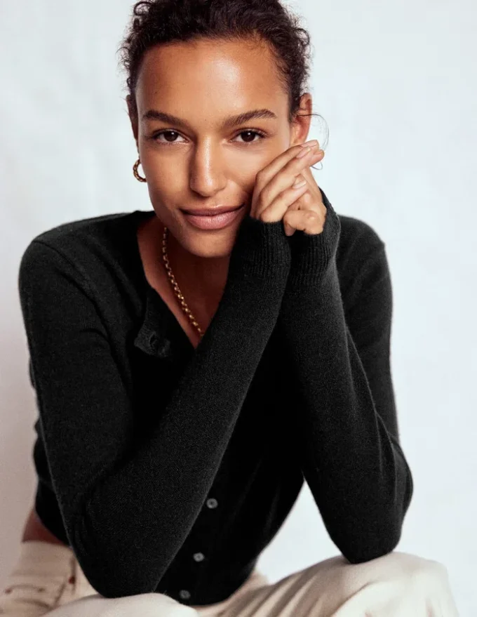 Eva Cashmere Cropped Cardigan Black Eva Cashmere Cropped Cardigan Black