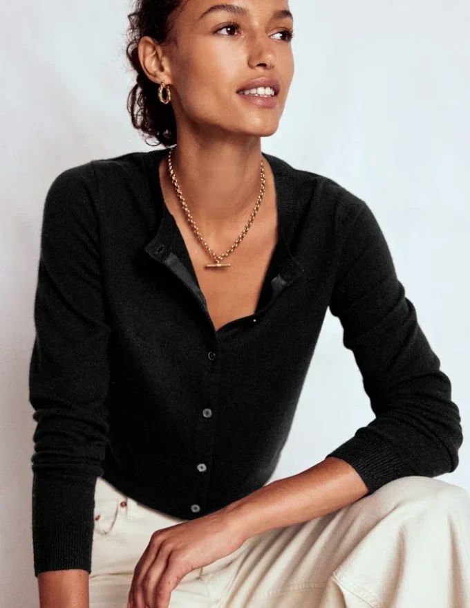 Eva Cashmere Cropped Cardigan Black Eva Cashmere Cropped Cardigan Black