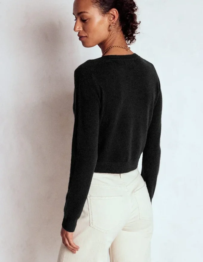 Eva Cashmere Cropped Cardigan Black Eva Cashmere Cropped Cardigan Black