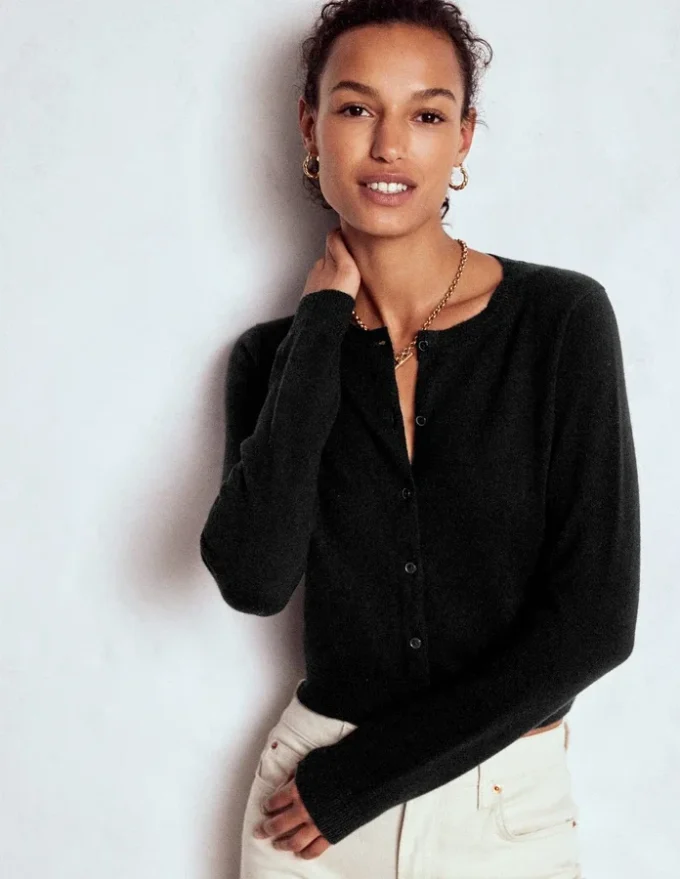 Eva Cashmere Cropped Cardigan Black Eva Cashmere Cropped Cardigan Black