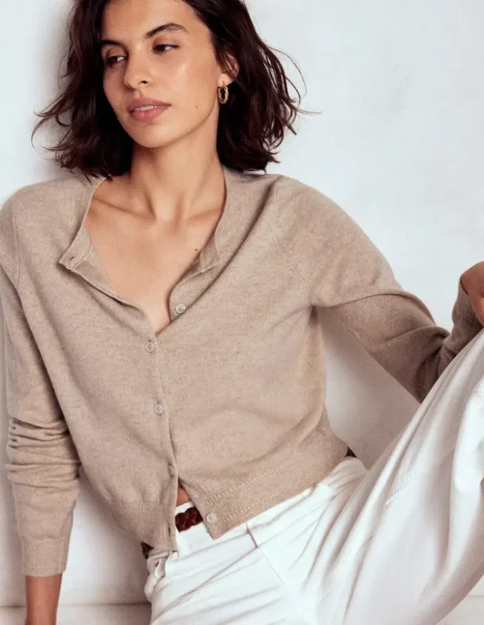 Eva Cashmere Cropped Cardigan Chinchilla Melange Eva Cashmere Cropped Cardigan Chinchilla Melange