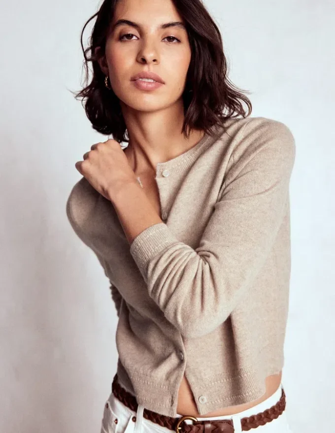 Eva Cashmere Cropped Cardigan Chinchilla Melange Eva Cashmere Cropped Cardigan Chinchilla Melange