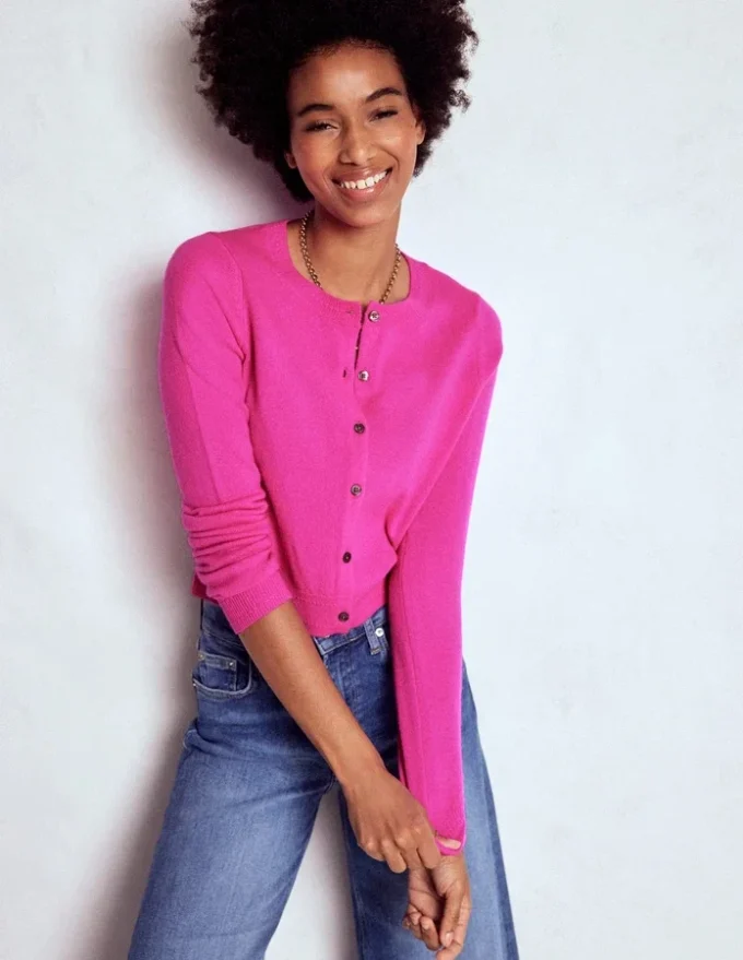 Eva Cashmere Cropped Cardigan Pop Pansy Eva Cashmere Cropped Cardigan Pop Pansy
