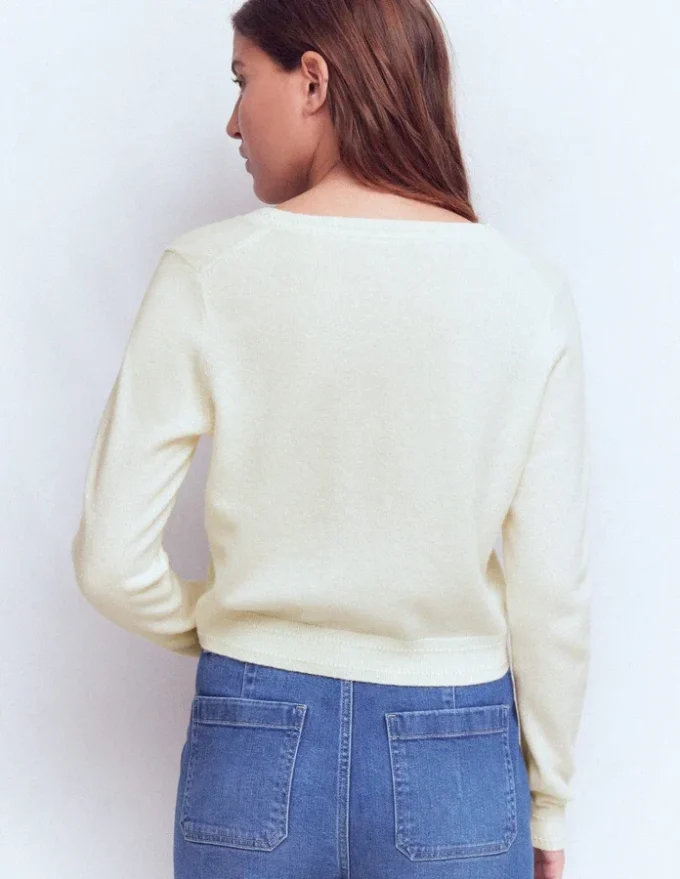 Eva Cashmere Cropped Cardigan Warm Ivory Eva Cashmere Cropped Cardigan Warm Ivory