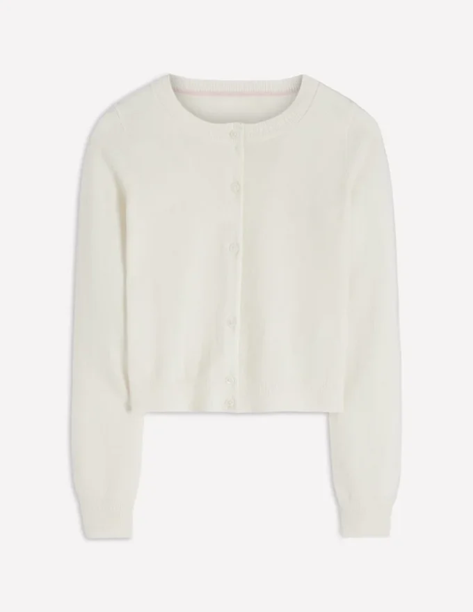 Eva Cashmere Cropped Cardigan Warm Ivory Eva Cashmere Cropped Cardigan Warm Ivory