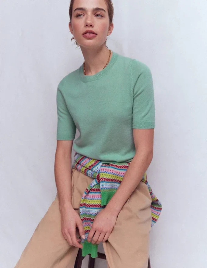 Eva Cashmere T-Shirt Celadon Blue Eva Cashmere T-Shirt Celadon Blue