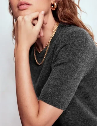Eva Cashmere T-Shirt Charcoal Melange