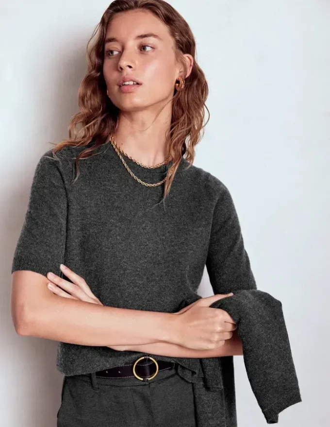 Eva Cashmere T-Shirt Charcoal Melange Eva Cashmere T-Shirt Charcoal Melange