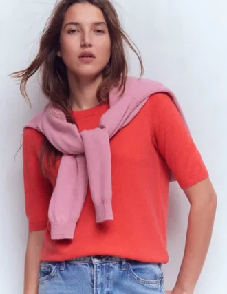 eva cashmere t shirt fiery orange melange 1 330x427 - Eva Cashmere T-Shirt Fiery Orange Melange