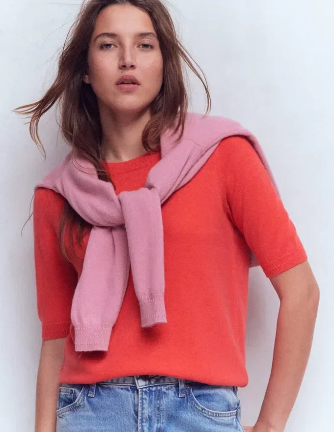 Eva Cashmere T-Shirt Fiery Orange Melange