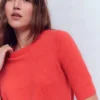 Eva Cashmere T-Shirt Fiery Orange Melange