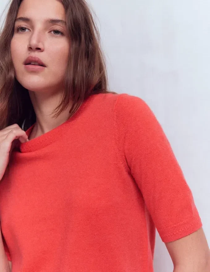 Eva Cashmere T-Shirt Fiery Orange Melange